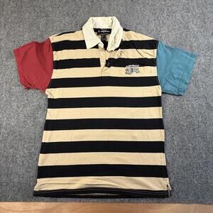 Men's Airwalk Striped Polo Shirt with Color Block Sleeves Medium #1710